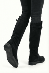 Anora Hakiki Deri Kadın Çizme 25IZLFK301 Siyah Süet