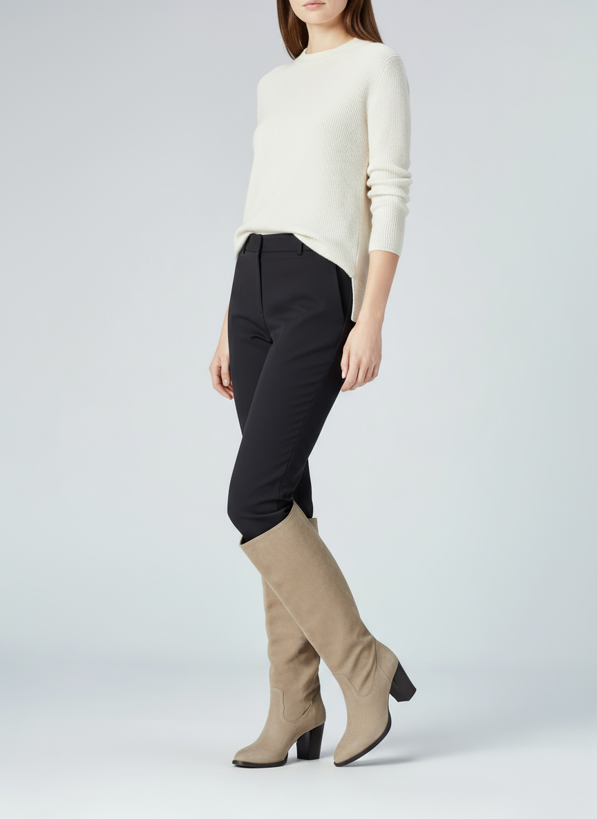 Hakiki Deri Kadın Çizme - Kalın Topuk 25HSY1976