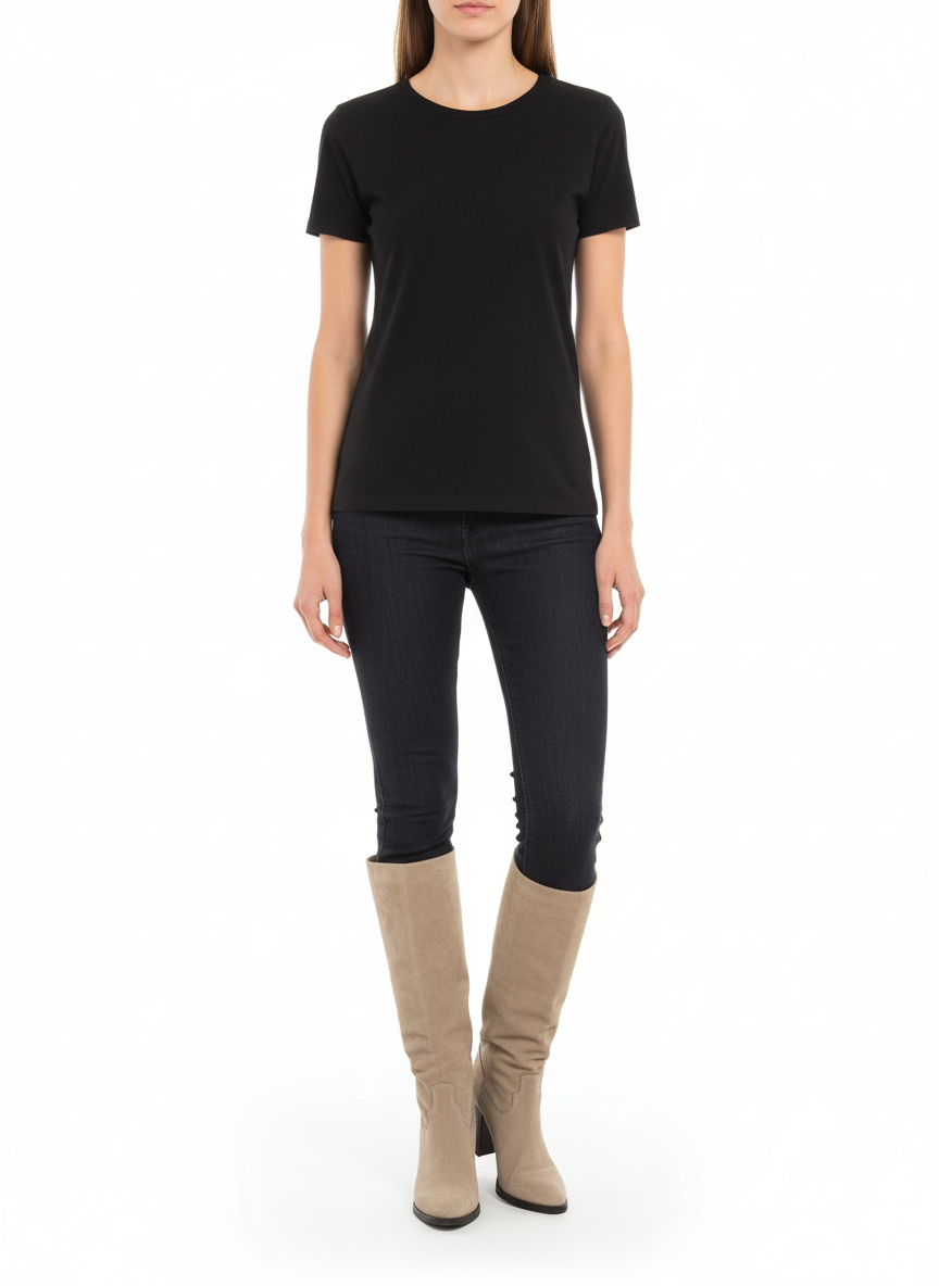 Hakiki Deri Kadın Çizme - Kalın Topuk 25HSY1976