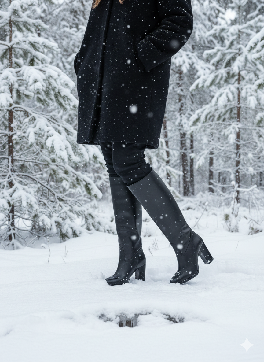 Hakiki Deri Kadın Çizme - Kalın Topuk 25HSY1976