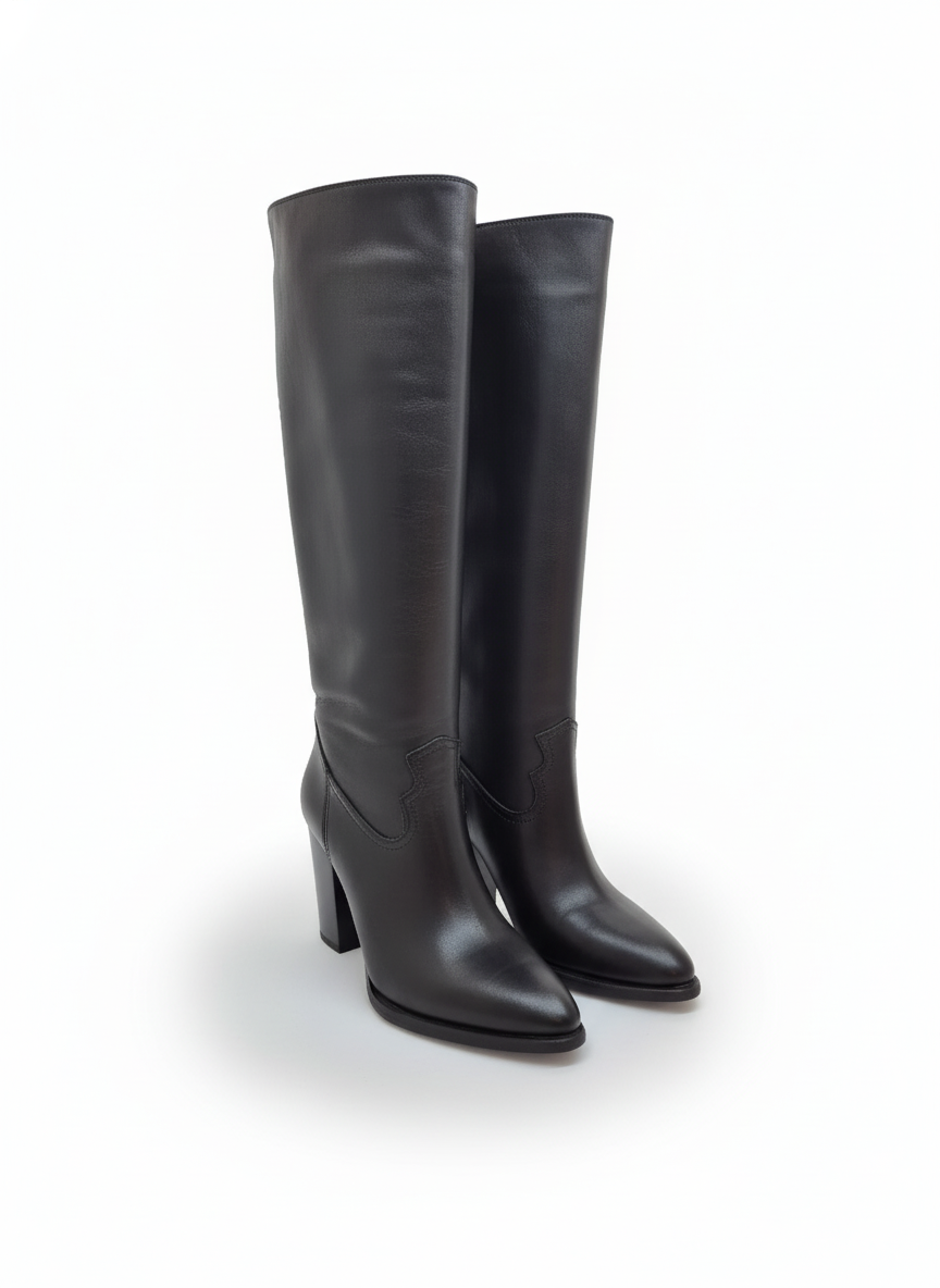 Hakiki Deri Kadın Çizme - Kalın Topuk 25HSY1976