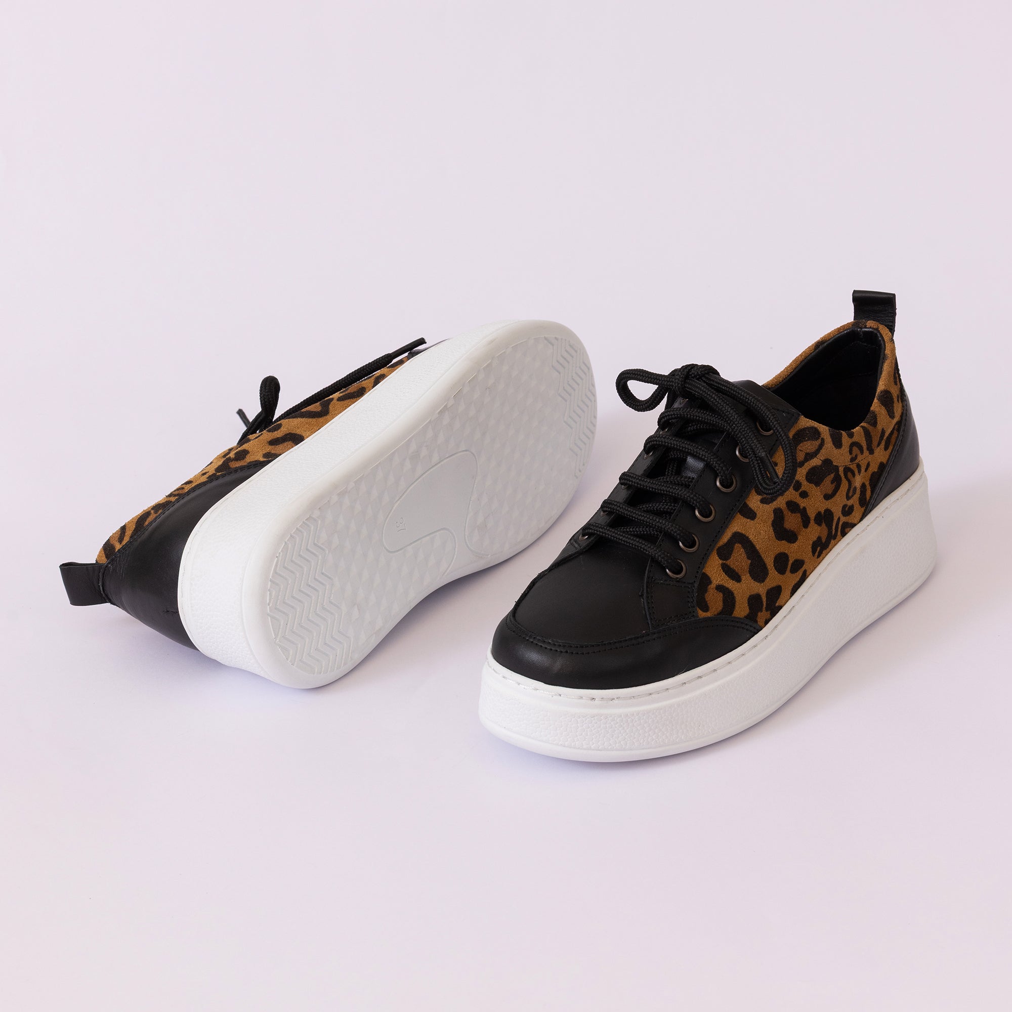Hakiki Deri Kadın Sneaker Ayakkabı -Leopar-25PST9078